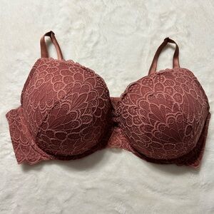 Lace Underwire Push-Up Bra in Rosewood